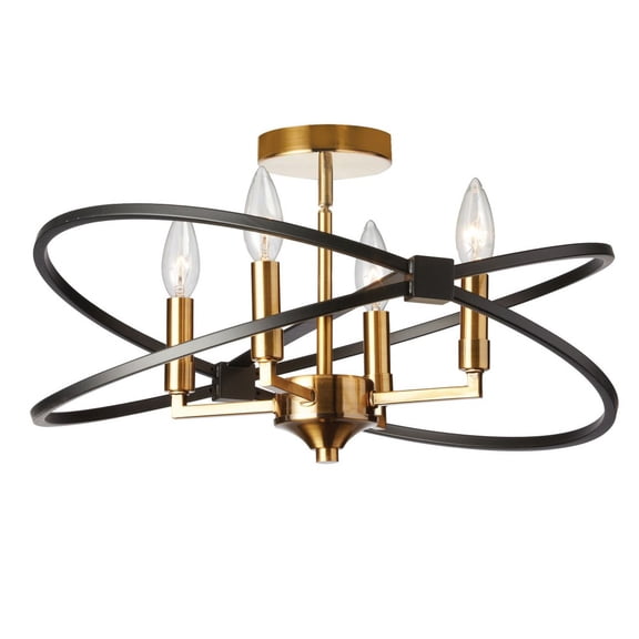 Livex Lighting Paloma - Four Light Semi-Flush Mount, Vintage Bronze/Matte Black Finish