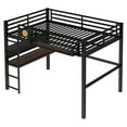 thumbnail image 5 of Newest All-in-One Teens and Adults Productive Metal Queen Loft Bed with Desk and Charging Port, Black, 5 of 18