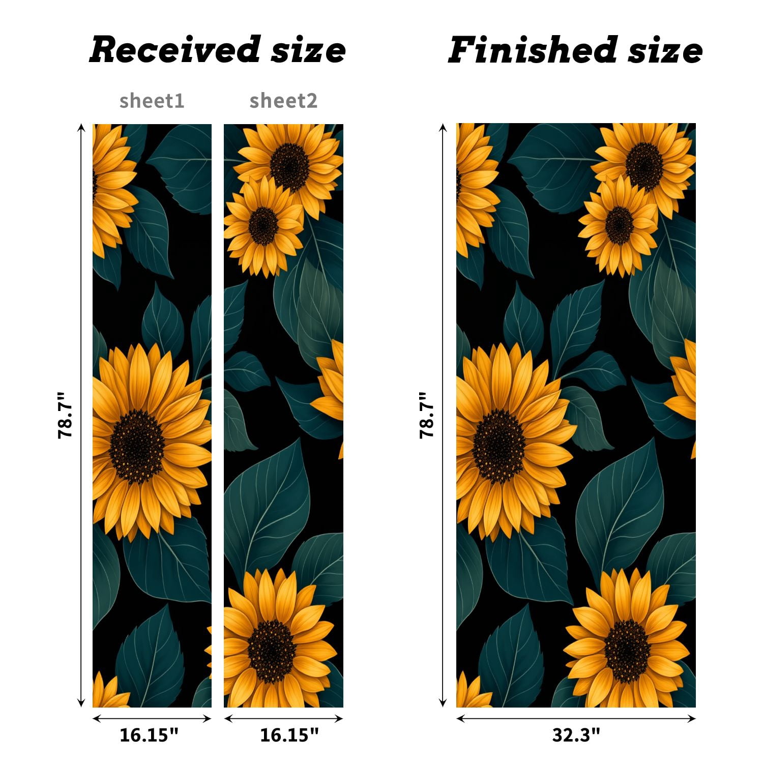 Self Adhesive Vinyl Refrigerator Wrap Set Vibrant Sunflowers Bold Yellow Petals Dark Green Leaves Door Mural Removable Fridge Sticker Peel and Stick&nbsp;Full Door Cover Decal Kitchen Bar Decor