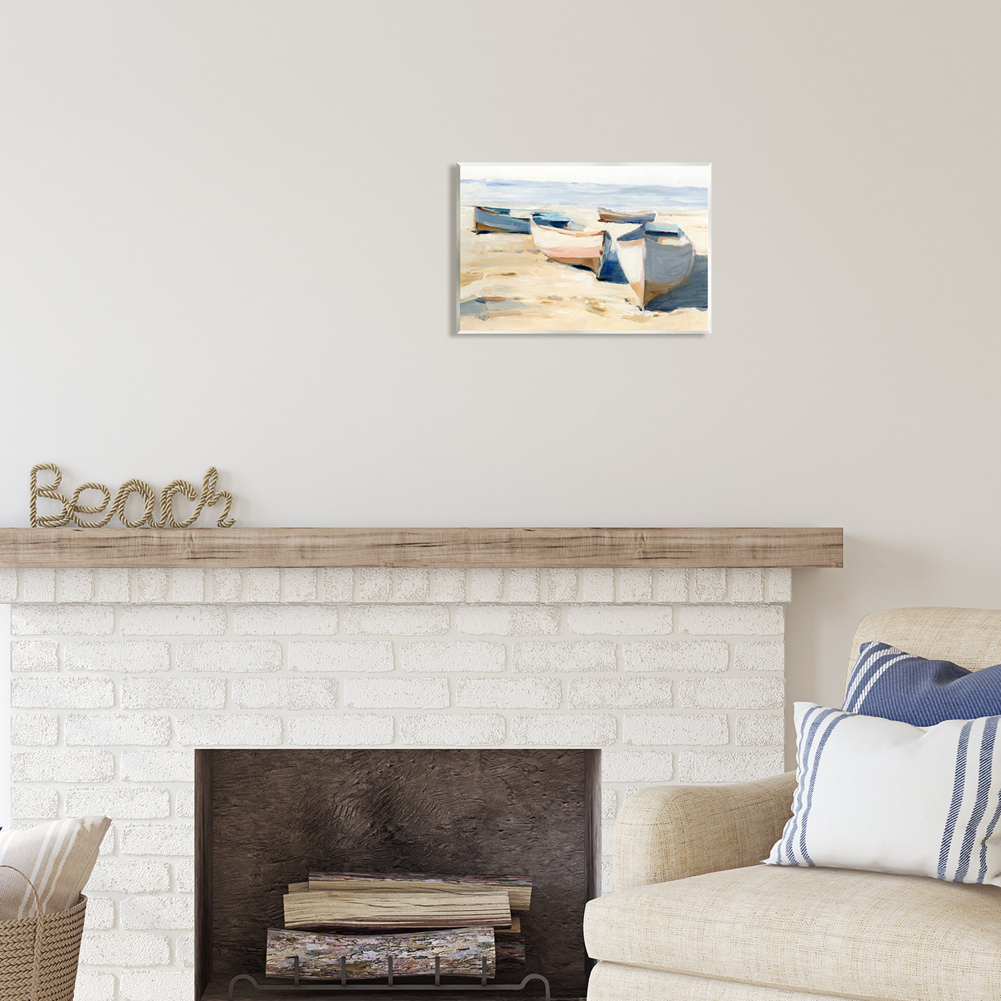 Stupell Industries Boats on Beach Painting Transportation Painting Unframed Art Print Wall Art, 15 x 10