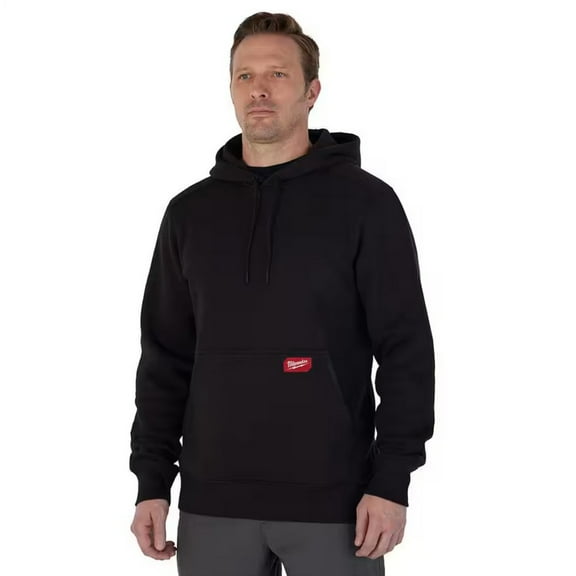 Milwaukee 351B-2X Men's Midweight Cotton/Polyester Long-Sleeve Pullover Hoodie, 2XL, Black