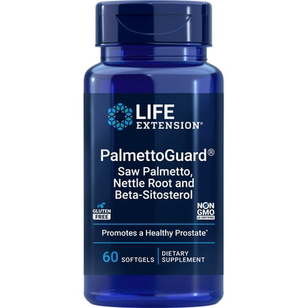 Life Extension PalmettoGuard® Saw Palmetto, Nettle Root and Beta-Sitosterol - Supports Healthy Prostate Function & Hormone Metabolism - Gluten-Free, Non GMO - 60 Softgels