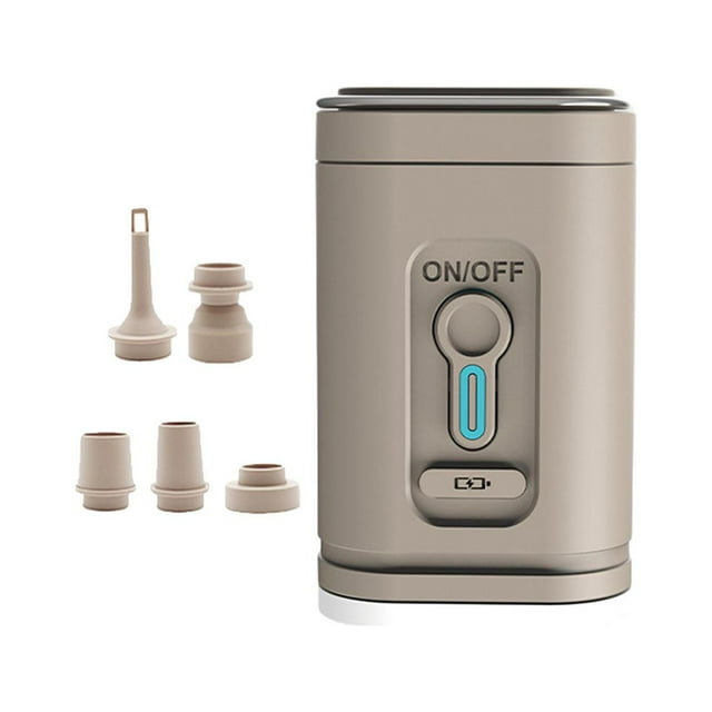 Mini Inflate and Deflate Pump, USB Air Pump with 5 Nozzles, Electric Air Pump, gray brown