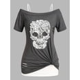thumbnail image 1 of Top de Talla Extra de Ganchillo de Cráneo con Nudo de Calavera Rosegal  Camisetas tallas grandes, 1 of 5