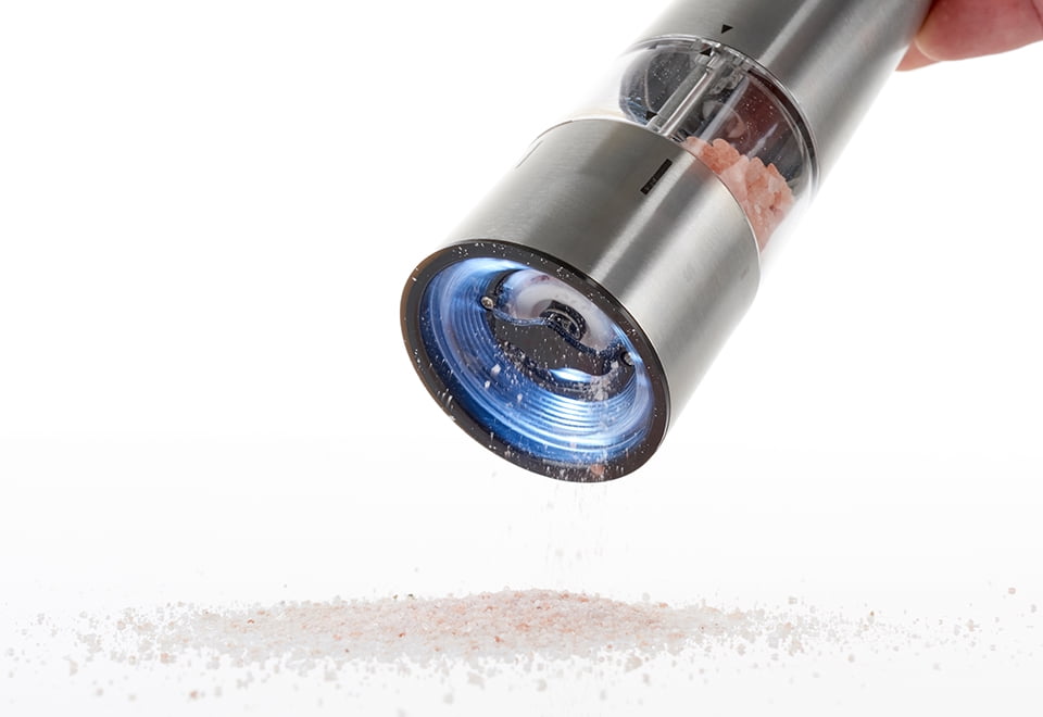 sharper image illuminating electric salt and pepper mill set