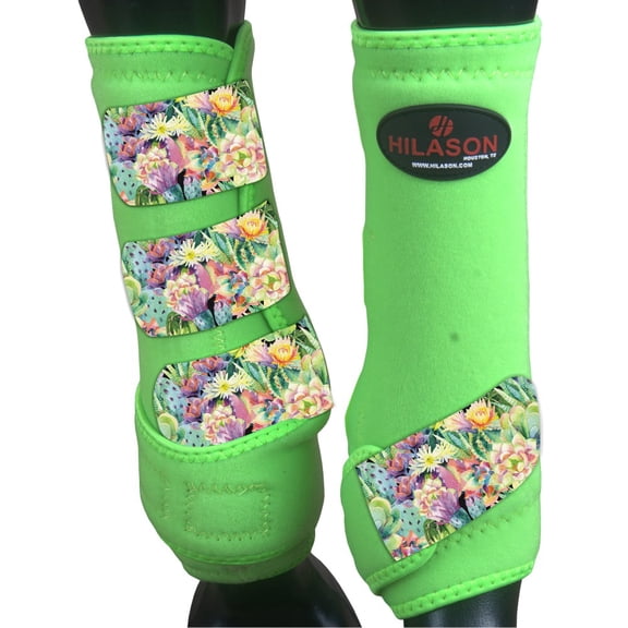 L - Hilason Horse Medicine Sports Boots Rear Hind Leg Lime