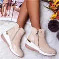 thumbnail image 4 of Platform Boots for Women Low Heel Wedge Ankle Booties Fashion Casual Side Zipper Boots Round Toe Short Booties Comfortable Non-Slip Walking Sneakers for Outdoor Work Daliy, 4 of 4