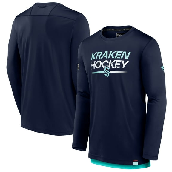 Men's Fanatics Deep Sea Blue Seattle Kraken Authentic Pro Tech Long Sleeve T-Shirt