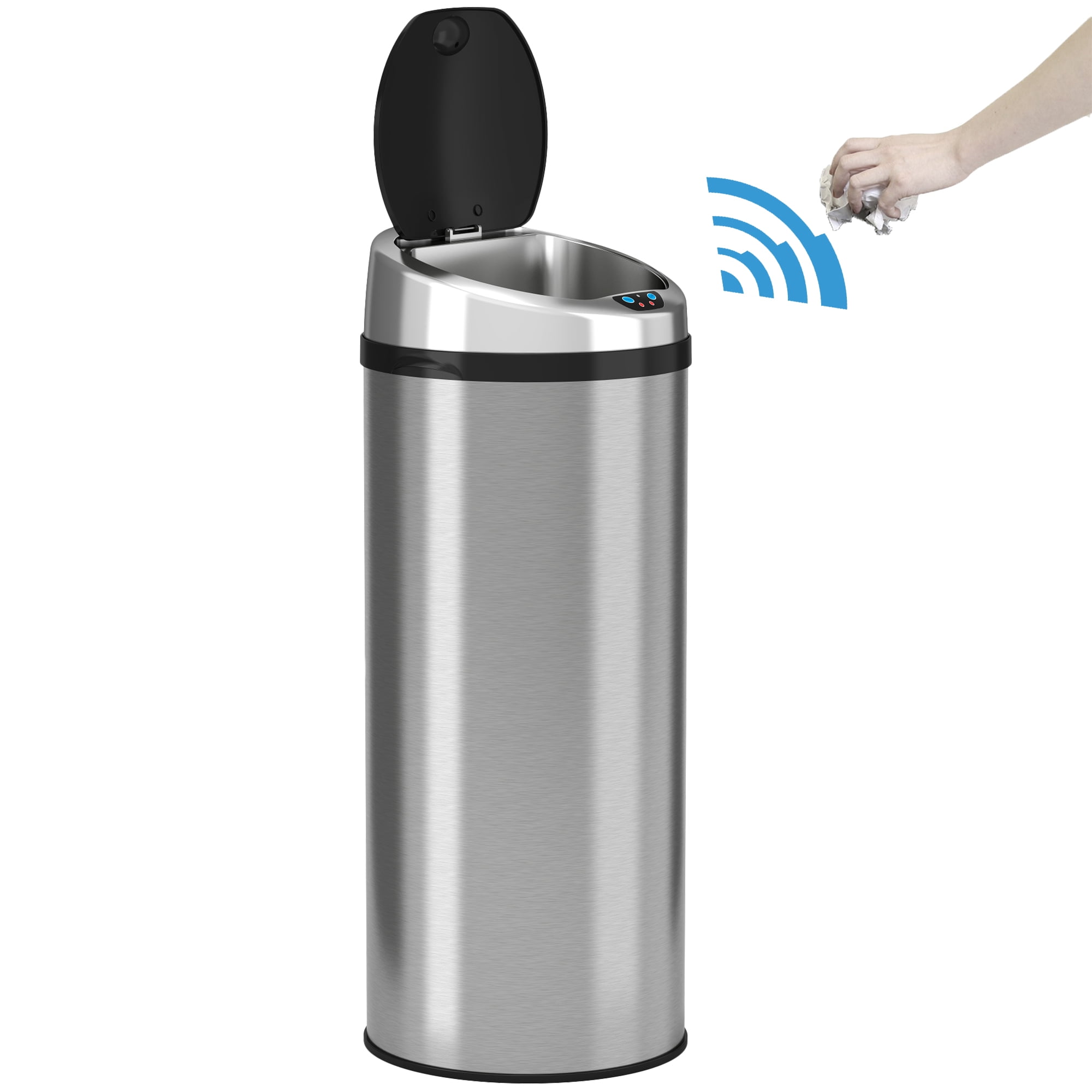 Itouchless Stainless Steel 13 Gallon Motion Sensor Trash Can Walmart Com Walmart Com