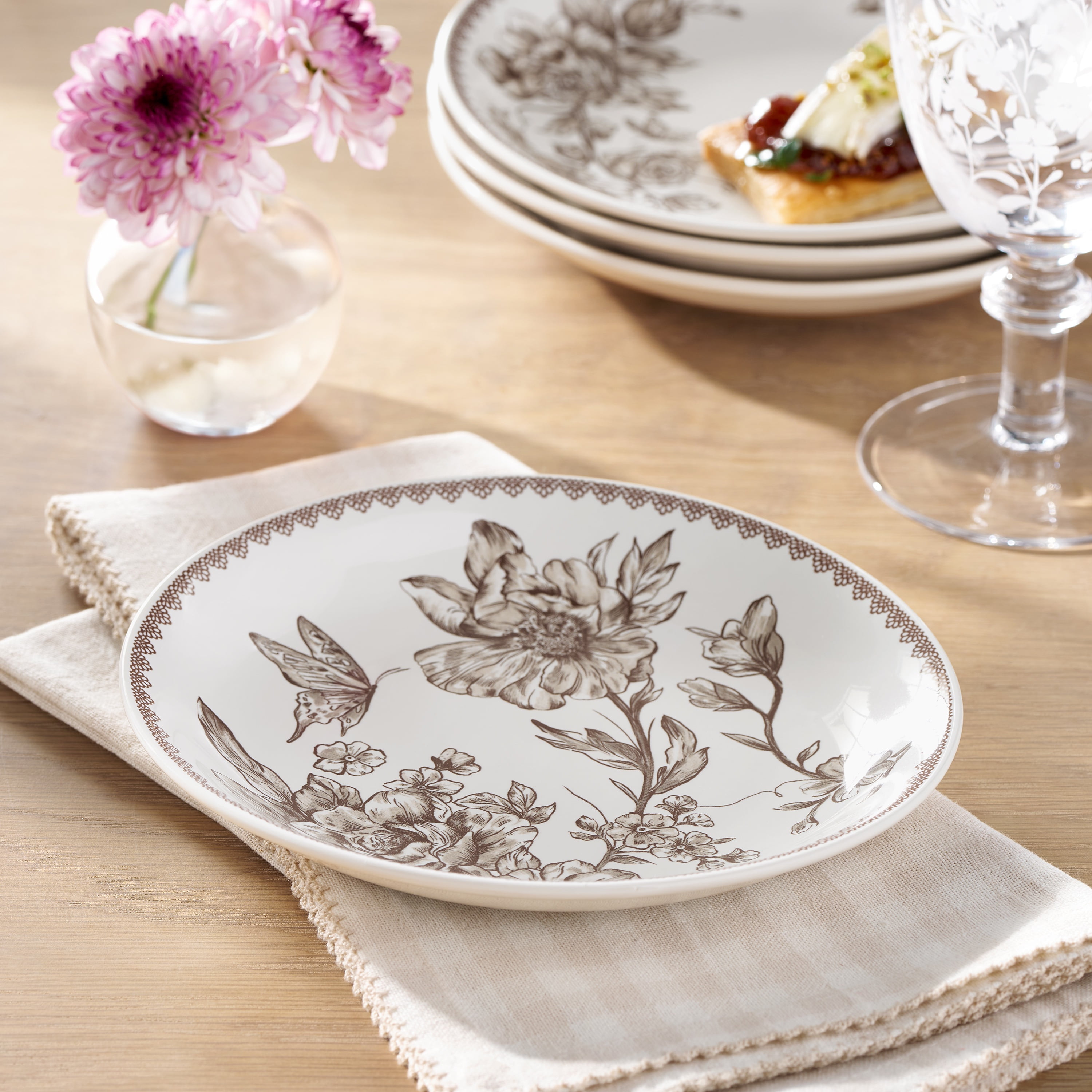 The Pioneer Woman Agatha Stoneware Appetizer Plate, Brown, Set of 6