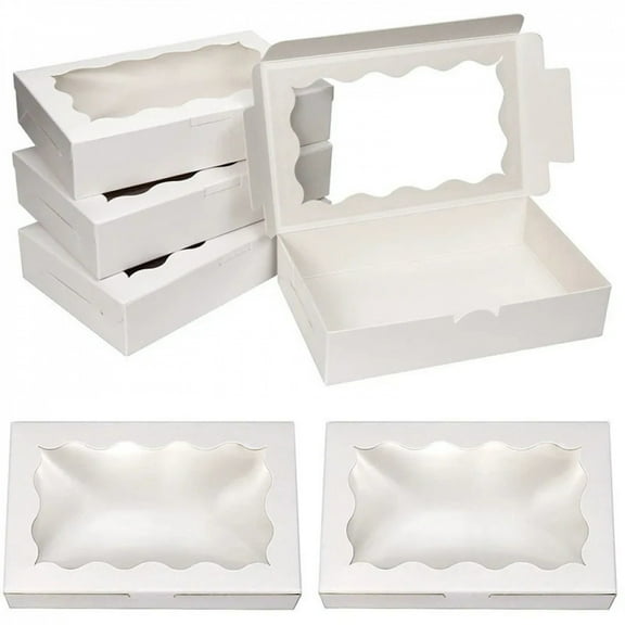 Kraft Paper Cake Candy Boxes Rectangle Open Window Wedding Jewelry Chocolate Gift Packaging Boxes Baking Party Supplies