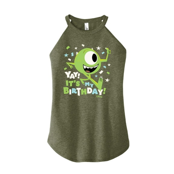 Disney Monsters Inc - Mike Yay It's My Birthday - Juniors High Neck Tank Top