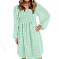thumbnail image 4 of Women's Long Sleeve Maternity Dress Square Neck Swiss Dot Casual Loose Short Dresses, 4 of 6
