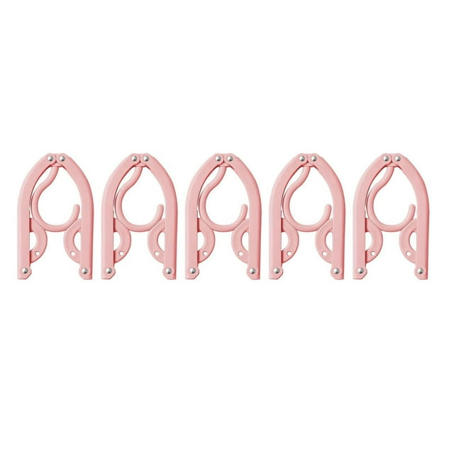 Clearance! 5Pcs Travel Foldable Hangers Update Portable Plastic Hanger Travel Accessories Must Haves Clothes Drying Rack Folding Hanger for Traveling Camping Flying Rv Cruise Suitcase One Size Pink
