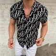 thumbnail image 2 of Primavera Y Verano Nueva Camisa Para Hombre Hawaiana Casual Impresión 3d Letra Ropa Delgada Manga Corta Cuello De Turn-Down Camisas Botónpangjing, 2 of 4
