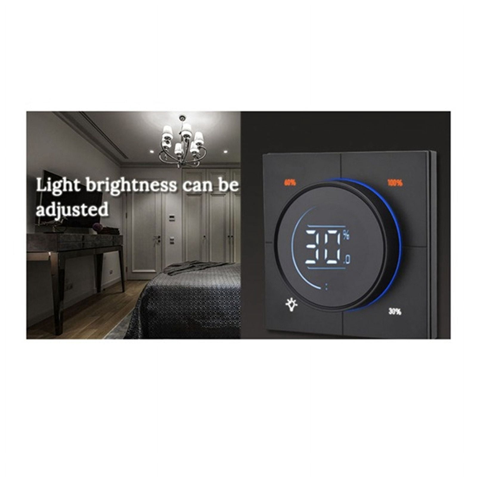 Infinite Knob MOSFET Dimmer Regulator Zigbee 3.0 PC Panel Wall Light Switch Digital LCD Trailing Edge Dimming White