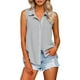 thumbnail image 1 of Blusa de lino sin mangas con cuello en V para mujer, ideal para el verano - Camisa informal con botones, 1 of 7