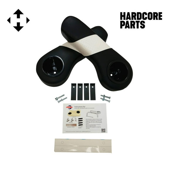 Hardcore Parts Golf Cart Rear Seat Armrest Cushion w/t Cup Holder (Black/White)