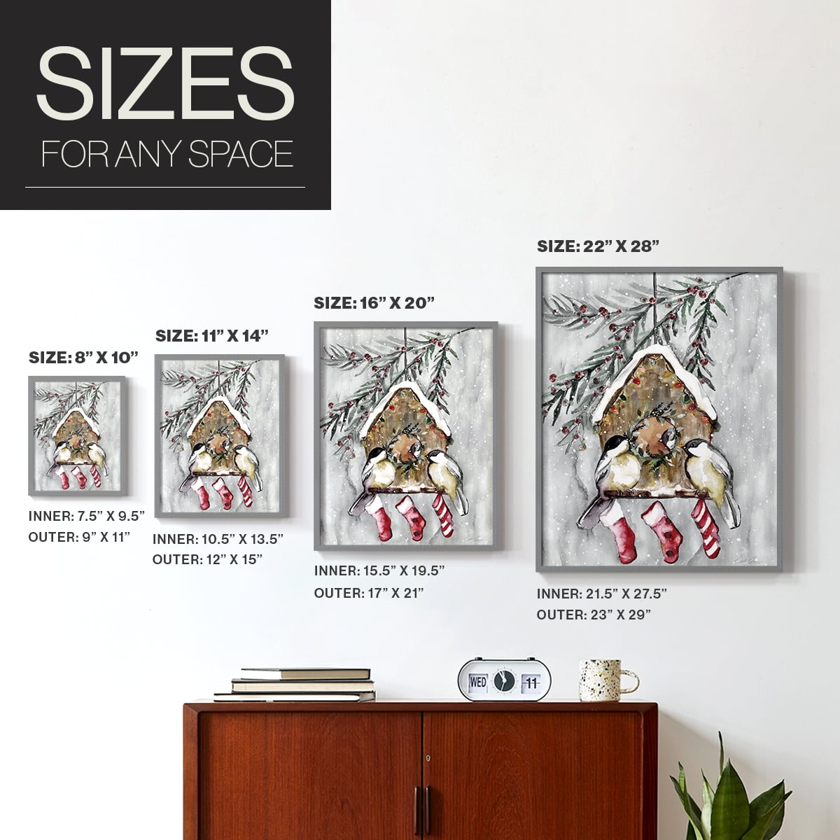 Winter Birds Framed Print - Solid Wood in Single Picture Frame Solid Wood 2 Framed Print
