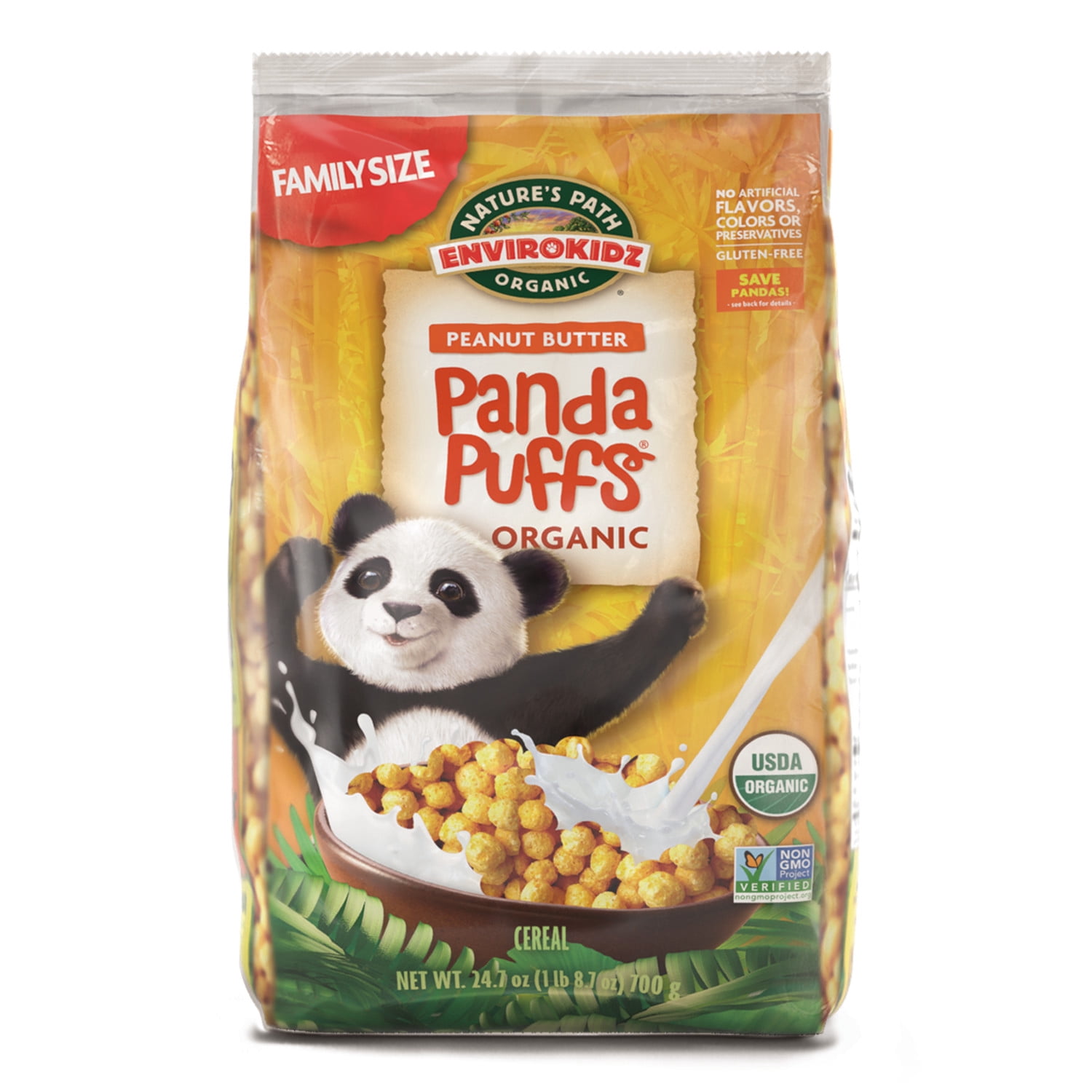 EnviroKidz Organic Panda Puffs Breakfast Cereal, 24.7oz Bag (pack of 6)