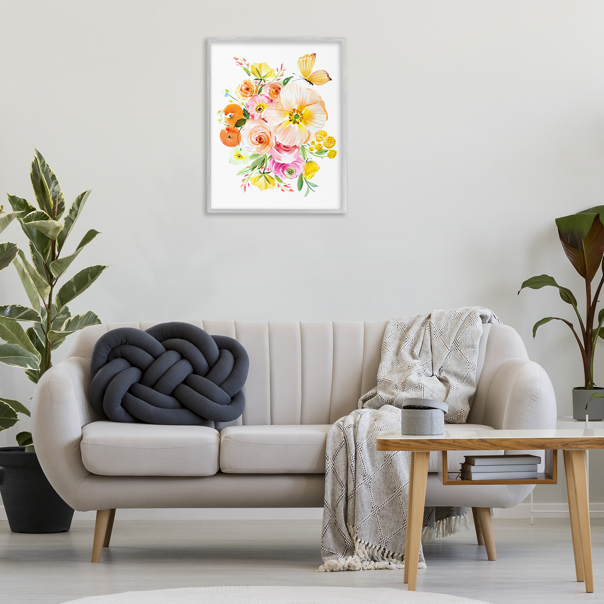 Stupell Industries Varied Flower Bundle Botanical & Floral Painting Gray Framed Art Print Wall Art, 24 x 30