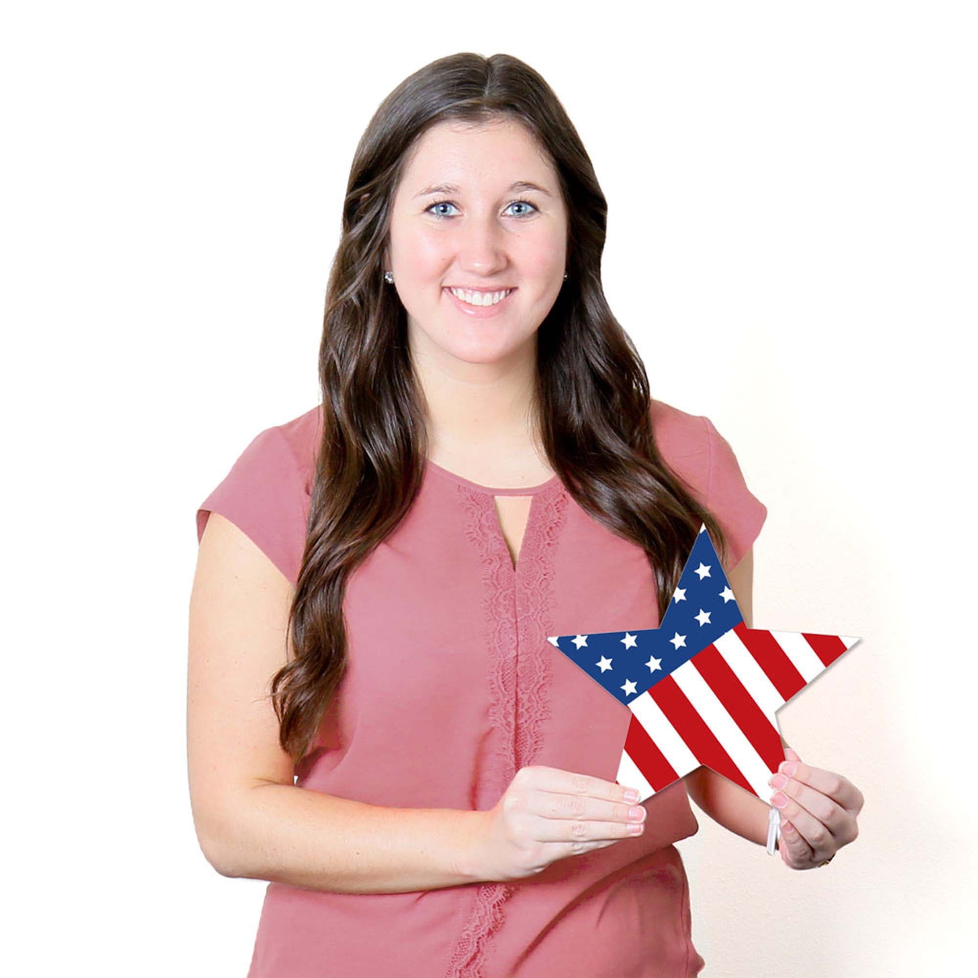 Big Dot of Happiness Stars & Stripes - American Flag & Star Lawn Decor - Outdoor Memorial Day & 4th of July USA Patriotic Yard Decorations - 10 Piece