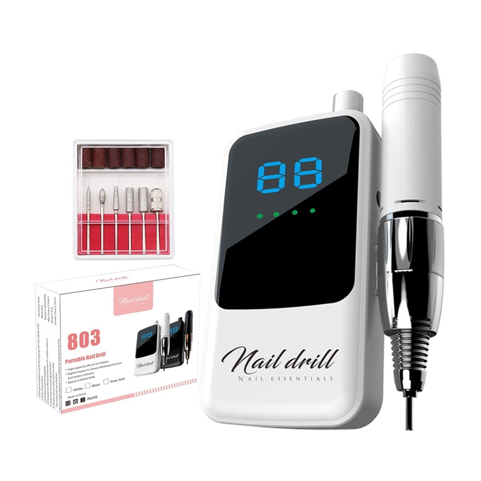 35000 RPM Nail Drill Machine, Rechargable Electric Nail Polisher, Portable LCD Display Nail Sander Professional Manicure Machin ,Low Noise