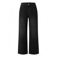 thumbnail image 4 of Women's High Waist Pleated Wide Leg Jeans, Stretch Baggy Straight Leg Long Denim Trousers Casual Vintage Loose Pants with Pockets, XS-3XL, 4 of 5