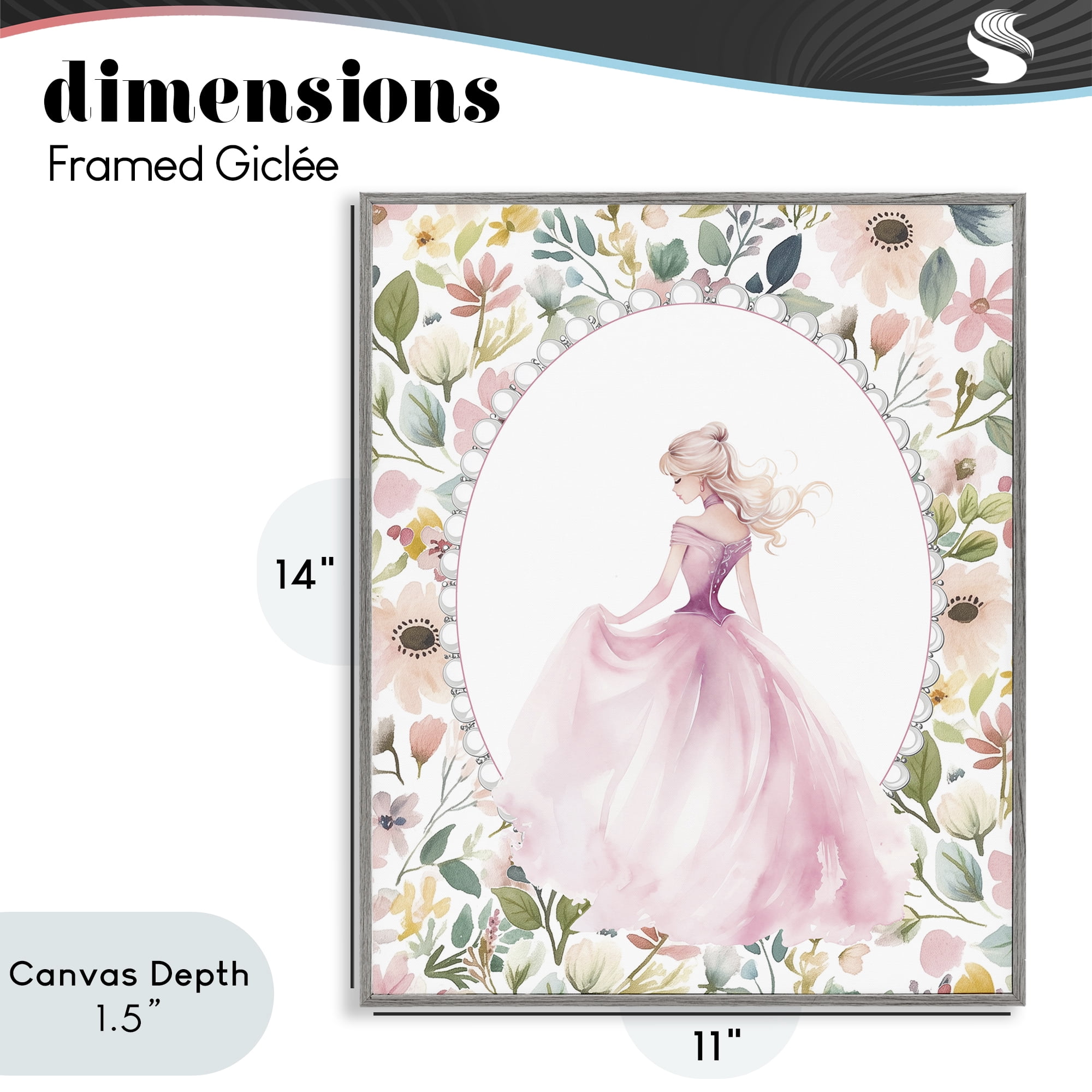Stupell Industries Graceful Princess Love Gray Framed Giclee Art, design by Christine Simpson Art