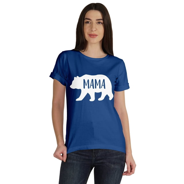 Inkmeso T-Shirt Graphique à Col Rond Maman Ours Manches Courtes Femme Coton Tee Décontracté