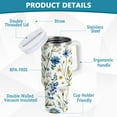 thumbnail image 2 of Yayeee 40oz Double-Wall Insulated Stainless Steel Tumbler with Handle Bottle, Blue Floral, 2 of 8