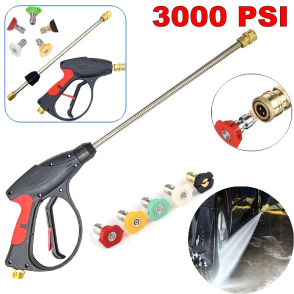 PVUEL 4000 PSI High Pressure Washer Gun Car Wash Foam Spray Wand Lance With 5 Nozzle