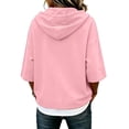 thumbnail image 6 of TZZQ 3/4 Sleeve Hoodie Sweatshirts for Women Drawstring Hood Oversized Pullover Sweatshirt Comfort Plain Long Sleeve Pullover Tops Plus Size Cute Basic Lightweight Hoodie Sweatshirts Pink Xxl, 6 of 7
