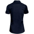 thumbnail image 3 of J. METHOD Women's Tailored Button Down Shirt Cuffed Short Sleeve Stretch Collar Office Work Formal Casual Basic Blouse Top NEWT06 Navy Blue L, 3 of 5