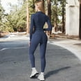 thumbnail image 5 of High-Waist Textured Seamless Leggings - Medium, Navy, 5 of 6