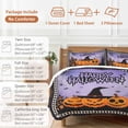 thumbnail image 6 of Halloween Pumpkin Bedding Duvet Cover Set Queen Size 4 Pieces Castle Lattice Purple Horrible Bedding Set with Zipper Closure, 1 Comforter Cover 90x92 Inches 1 Flat Sheet & 2 Pillow Cases, 6 of 7