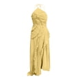 thumbnail image 4 of Women's Elegant Midi Pleated Dress Halter Neck Sleeveless Ruffle Layered Detail Irregular Hem Flowy Chiffon Feel Cocktail Wedding Guest Evening Party Formal Dress, 4 of 7
