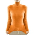 thumbnail image 2 of Sevevn Women's Knitted Sweater Base Shirt Long Sleeved Fashionable Turtleneck Top Orange L Deal of the Week, 2 of 4