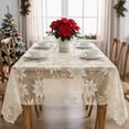 thumbnail image 4 of Sm:)e Poinsettia Embroidery Lace Tablecloth 60x84 Inch, Beige, Vintage Floral Fabric Classy Vintage Reception Decor, 4 of 6