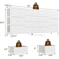 thumbnail image 3 of 63-pulgada 14-cajón blanca fabric cómoda mesa de TV con power outlet, suitable para 65, 70, y 75-pulgada tvs - a long entertainment center para dormitorio, closet, sala de estar, y entrada, 3 of 7