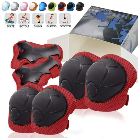 

Kids/Youth Knee Pads Elbow Pads Guards Protective Gear Set 6 in 1 with Wrist Guard and Adjustable Strap for Rollerblading Skateboard Cycling Skating Bike Scooter
