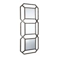 thumbnail image 1 of Benjara BM227149 Metal Frame Accent Mirror with Stacked Geometric Design, Metallic Silver, 1 of 5