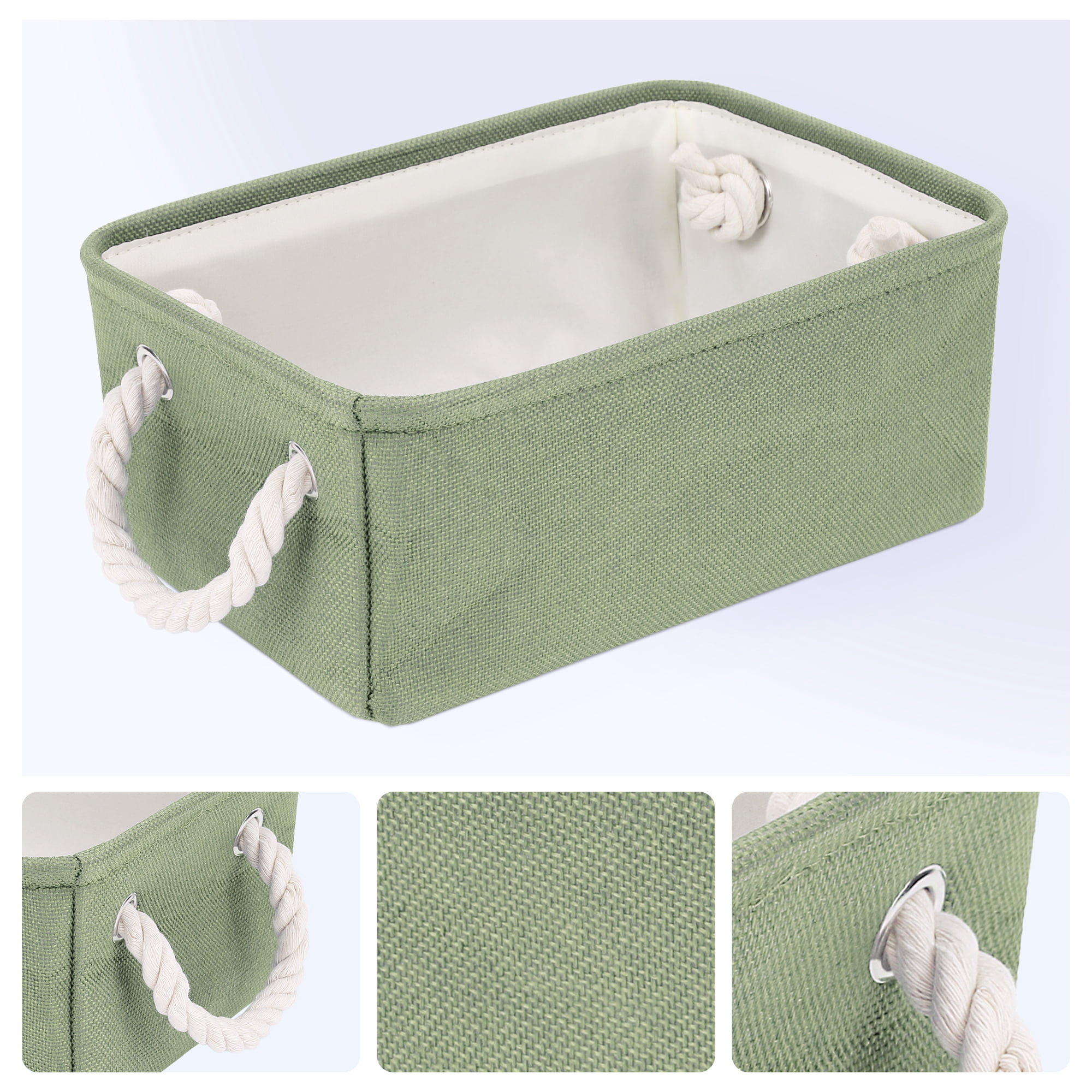 Unique Bargains Storage Bin with Handles for Closet Organizers Green 12.2"x8.3"x5.1"