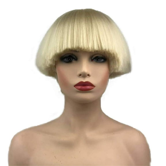 Short Yaki Straight Synthetic Wigs Mushroom Head Wig Bowl haircut Wigs Bob