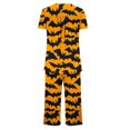 thumbnail image 5 of Tnhcen Fall Halloween Women's Pajama Set 2 Piece Short Sleeve Round Neck Button Down Top with Pockets and Capri Pants Holiday Printed Nightgown Loungewear Soft Stretch Plus Size S-3XL, 5 of 6