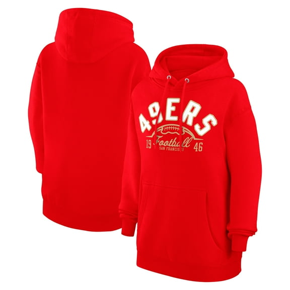 Unisex Starter Scarlet San Francisco 49ers Half Ball Team Fleece Pullover Hoodie