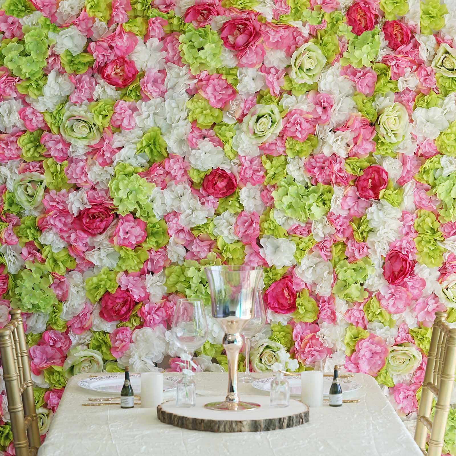 4pcs Artificial Floral Flower Wall Panel Wedding Decor Photo Background