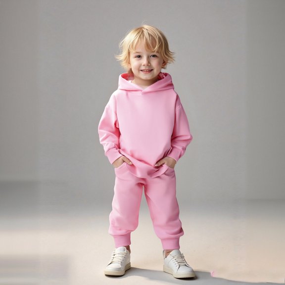 Kids Sweatsuit 2 Piece Long Sleeve Pink Sweatshirt Jogger Set Fall Clothes Size 4T Girls Clothes