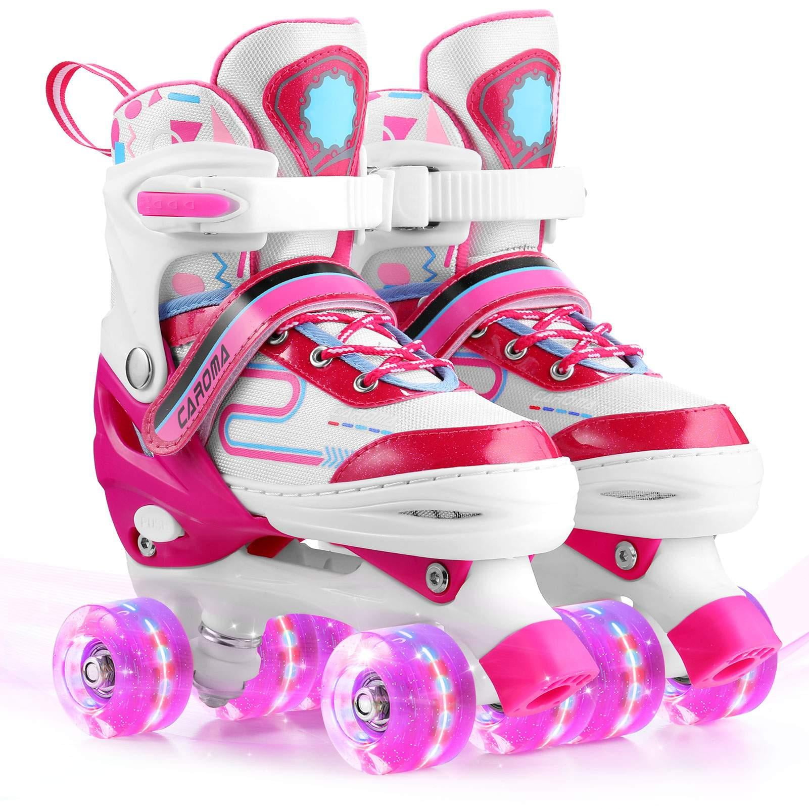Kids Adjustable Roller Skates for Girls Boys Beginners All 8 Wheels Illuminating. 