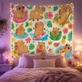 thumbnail image 2 of Cartoon Capybaras Among Tropical Summer Activities, Playful Illustration for Animal Lovers, Tropical Poolside Art, Birthday Gift, Tapestry Wall Hanging for Bedroom and Dorm, 2 of 7